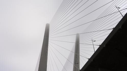 Closeup of Suspensions on Suspension Bridge