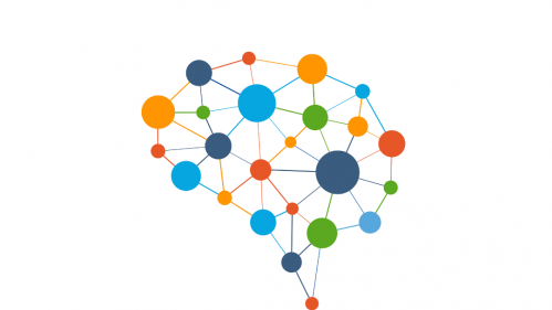 Smart digital brain idea. Futuristic neural network interact grid concept. Artificial intelligence creative think mesh system connect. Abstract background with integrated circles and lines.