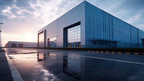 Image of Industry-type building at dawn