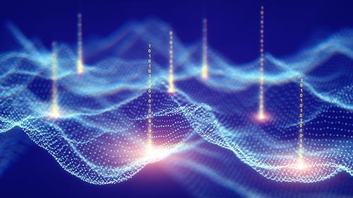 Big data analytics through machine learning, Artificial Intelligence concept background, Using deep learning algorithms for neural network data analysis, Abstract AI 3d illustration