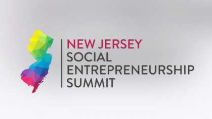 Graphic for the New Jersey Social Entrepreneurship Summit showing a colorful map of the state of New Jersey