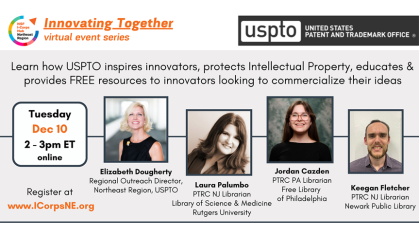 Infographic for Dec. 10 webinar Innovating Together with USPTO