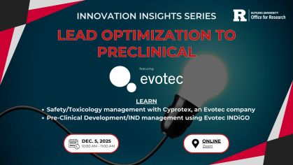 Infographic for the Dec. 5 Innovation Insights Series webinar titled Lead Optimization to Preclinical