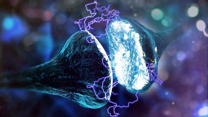 Synapse and Neuron cells sending electrical chemical signals