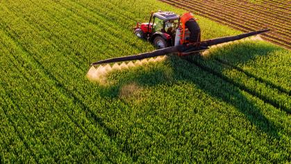 Pesticide spraying on turfgrass