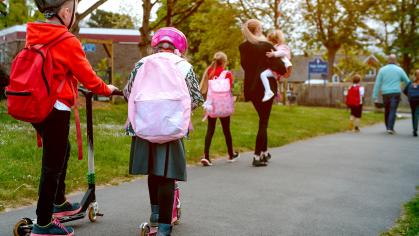 Children walking and biking to school
