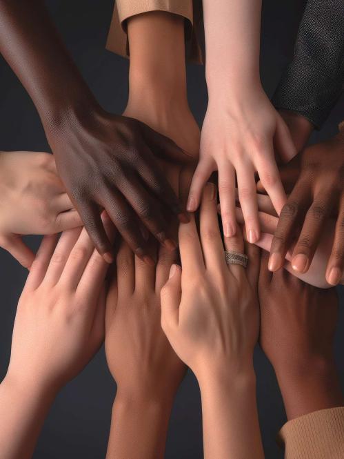 image of kids hands from different races