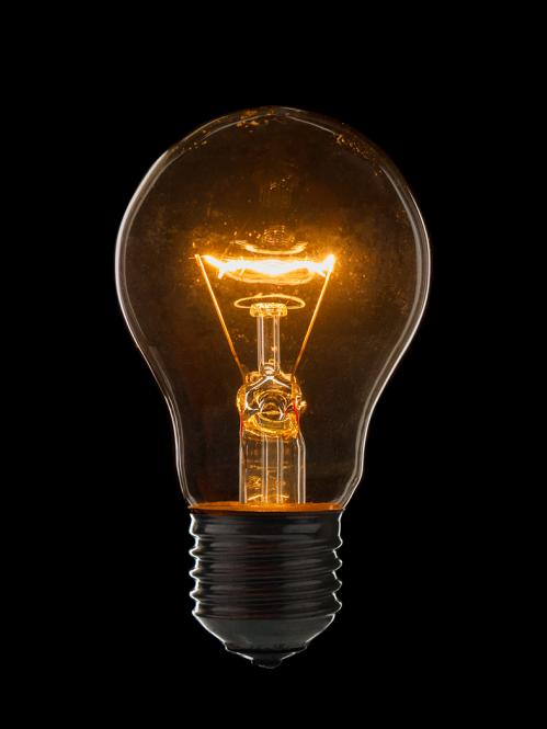 Image of lightbulb with black background