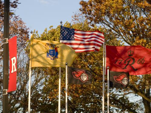 Rutgers, New Jersey and American Flags