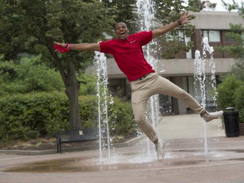 student jumping image