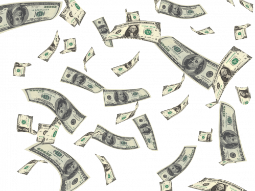 Money falling from above