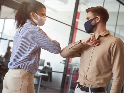 Elbow bump facial masks