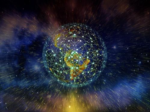Abstract illustration of globe with network connections