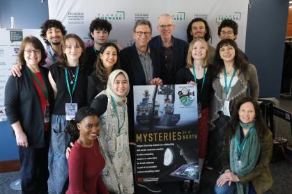 Rutgers science storytelling team presenting their work at the Planet Forward conference on April 18, 2025.