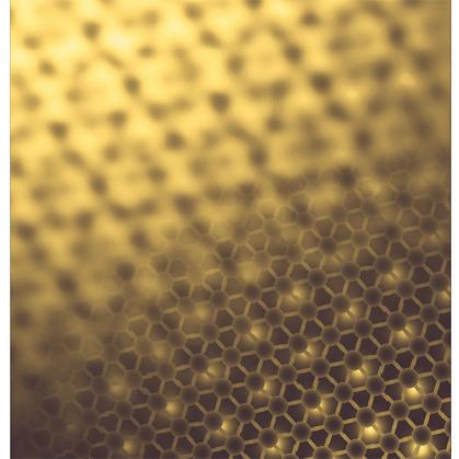 Patterns of black and gold that resemble tiling.
