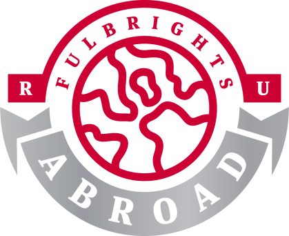 Graphic badge that reads, "RU Fulbrights Abroad."