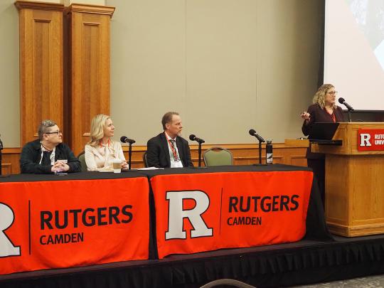 Office for Research and Rutgers-Camden research staff presenting to Camden researchers