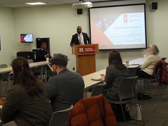 Office for Research and Rutgers-Camden research staff presenting to Camden researchers