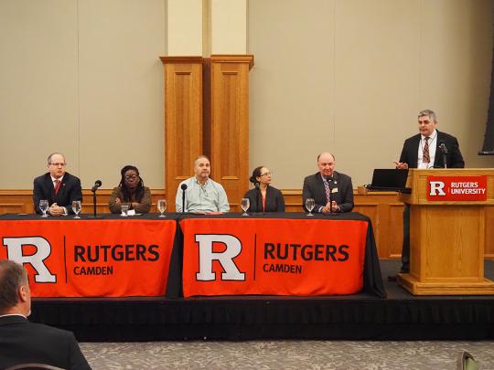 Office for Research and Rutgers-Camden research staff presenting to Camden researchers