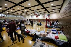 Gymnasium set up at Lonestar College North Harris as shelter after Harvey hurricane