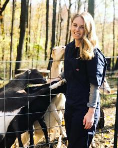 Stephanie Ringler working with goats