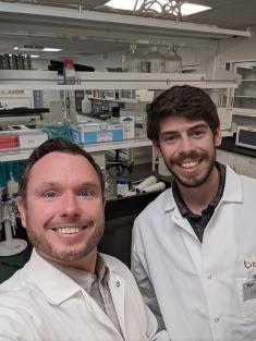 Rutgers professor Adam Gormley (left) and Plexymer Chief Technology Officer Matt Tamasi (right)