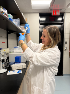Image of Rutgers professor Bridget Matikainen-Ankney in a lab